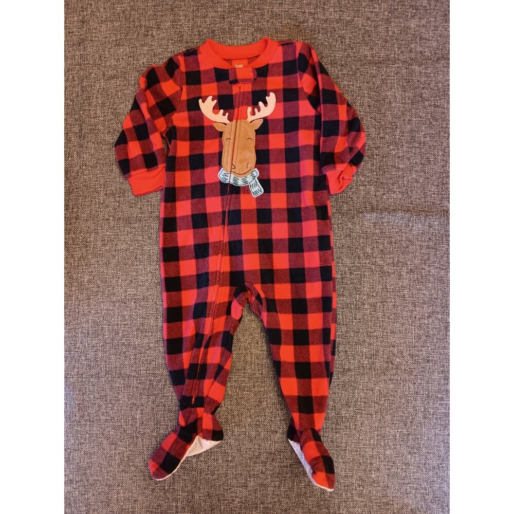 pajamas 12 Month New Carters Christmas Red Fleece sleeper Reindeer Holiday Deer